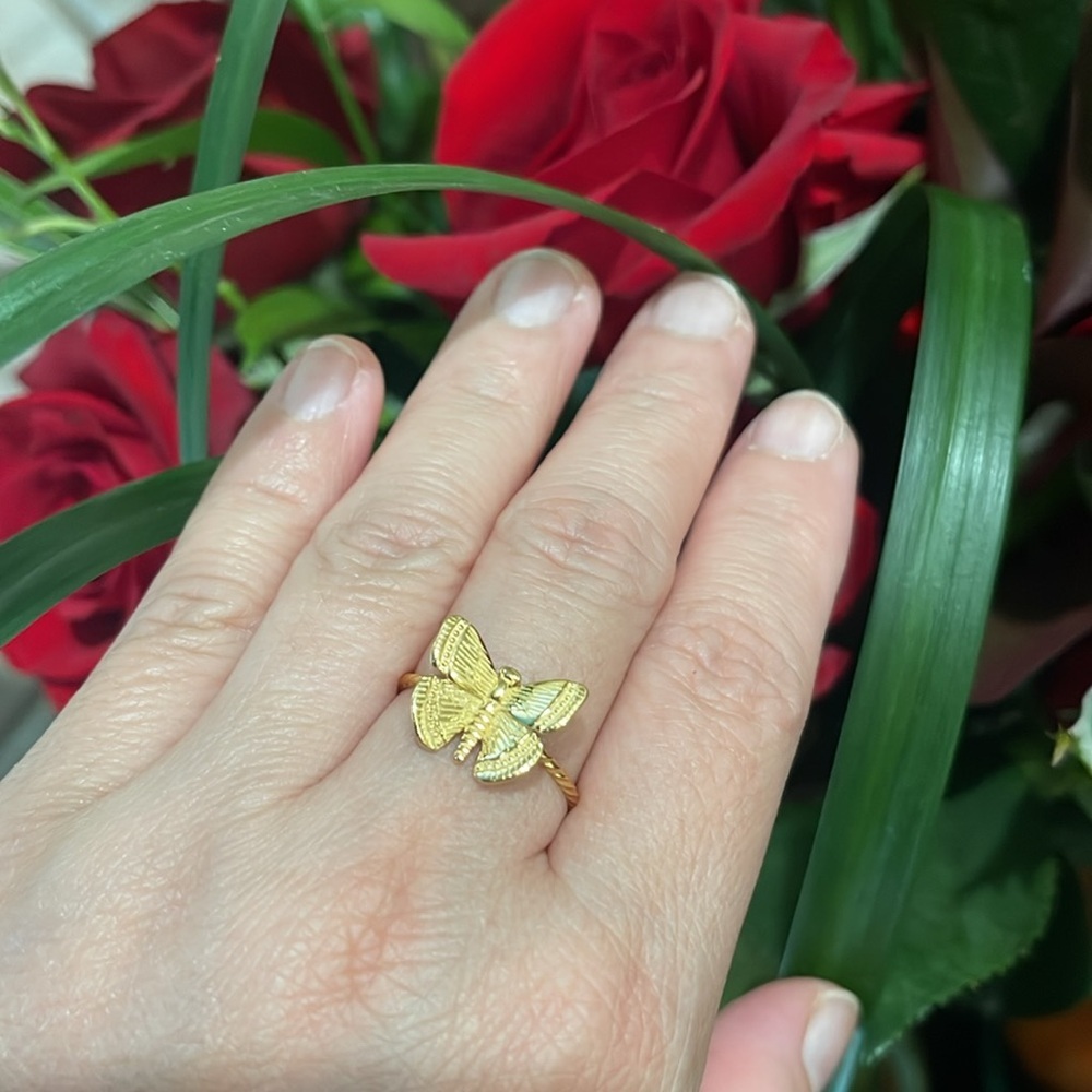Fashion Butterfly Ring Stainless Steel 18k Gold Plated Adjustable Trendy New - Picture 11 of 11